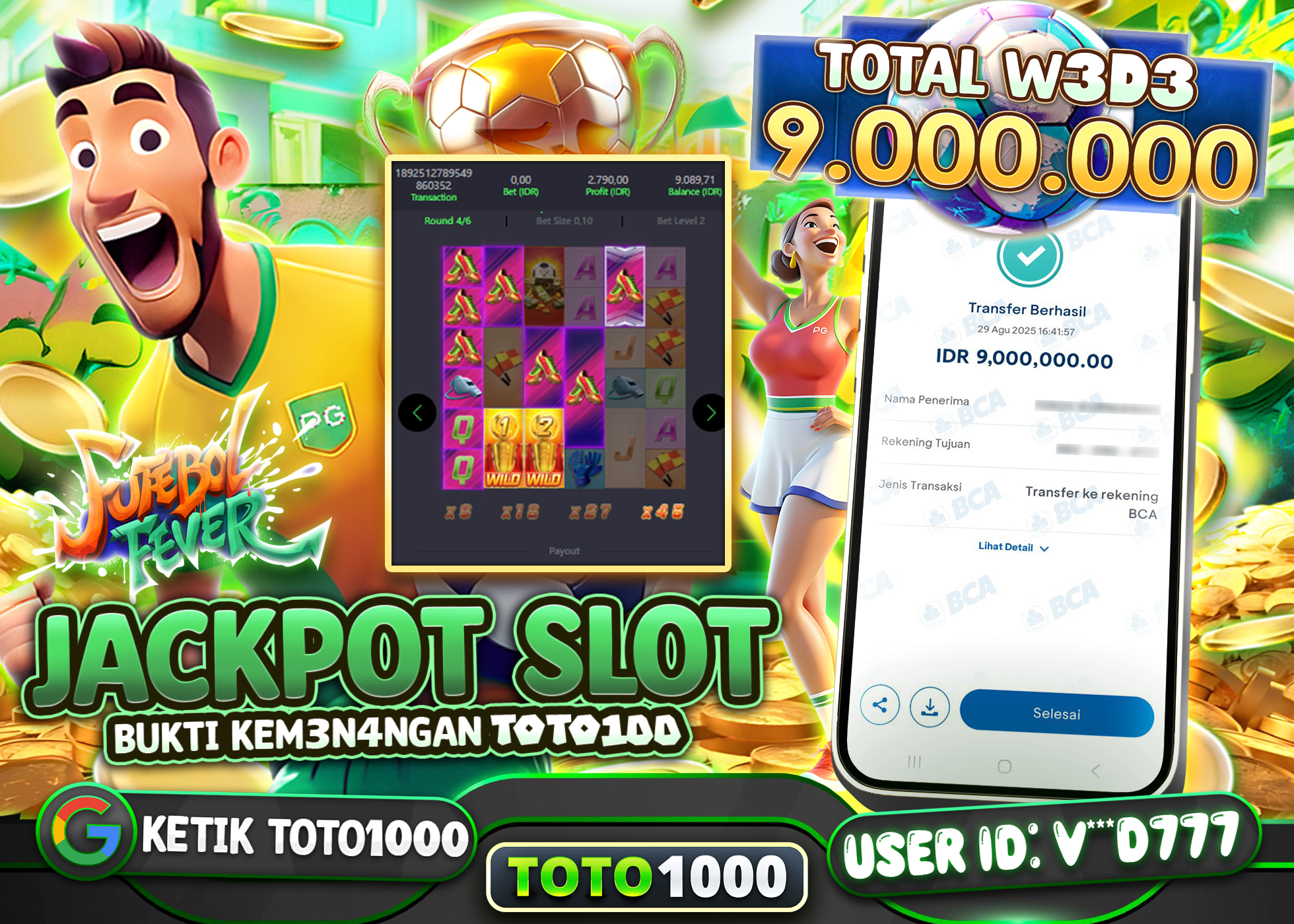 V***D777 JACKPOT FUTEBOL FOREVER Rp.9.000.000 - LUNAS